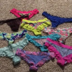 10 Pink XS Lace Thongs and Cheeky Panties Lot